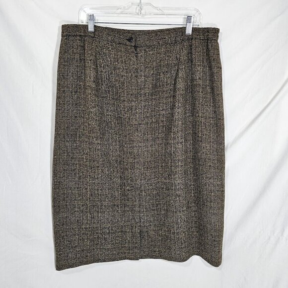 JUSTIN TAYLOR Tweed Pencil Skirt DARK BROWN plus size 16W Academia Preppy Lined - Picture 5 of 7